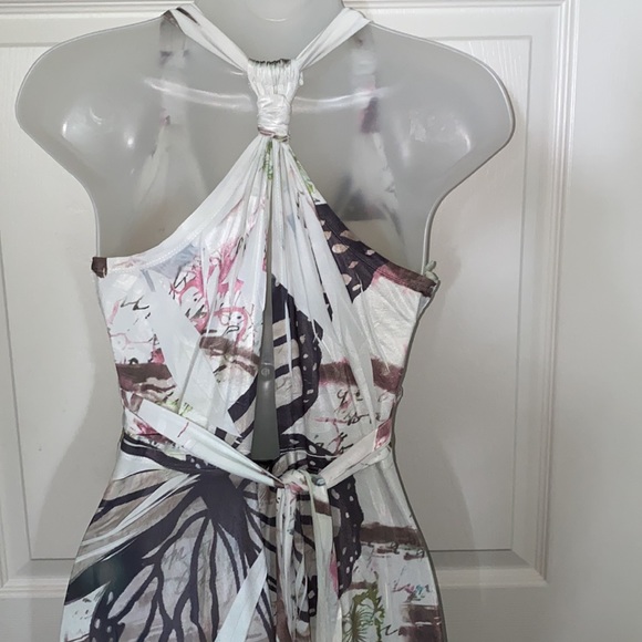 Watercolor Butterfly Print Halter Style Maxi Dress - Picture 11 of 16